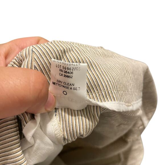 Theory Tan Cream Cotton Pinstripe Striped Bootcut Pants Style 60104224 Size 12 - Picture 6 of 7
